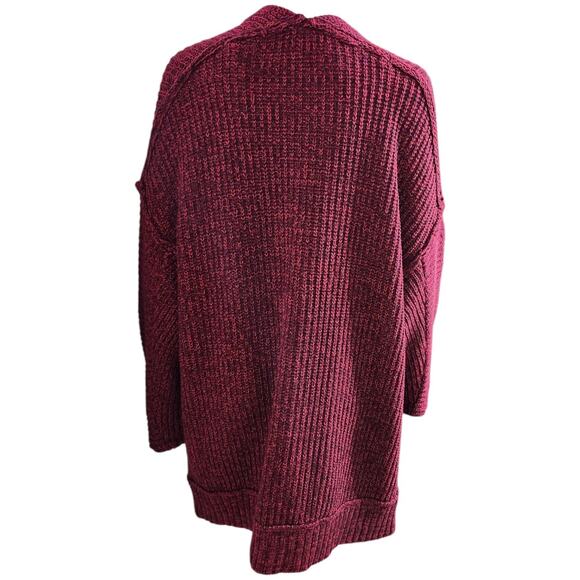 Free People Womens Open Front Long Sleeves Chunky Knit High Hopes Cardigan Red M - Picture 10 of 11